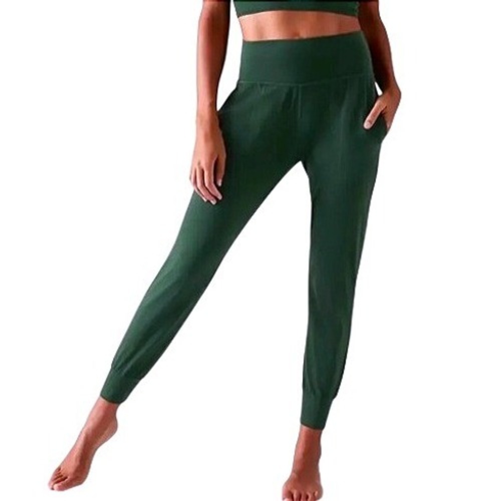 Athleta Women's Salutation High Rise Jogger Pine Green Size M Activewear EUC